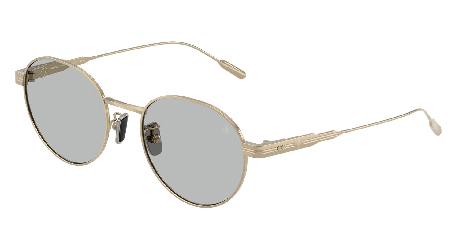 Occhiali da sole Moncler Subtila ME 4006TD (100787) colore oro pallido lucido forma rotondo lenti grigio tinta unita