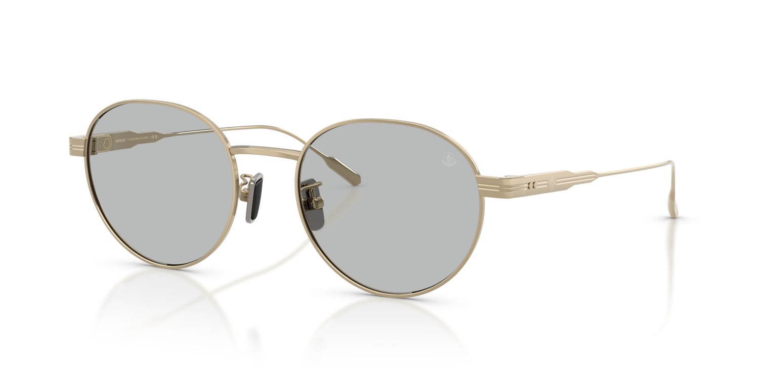 Occhiali da sole Moncler Subtila ME 4006TD (100787) colore oro pallido lucido forma rotondo lenti grigio tinta unita
