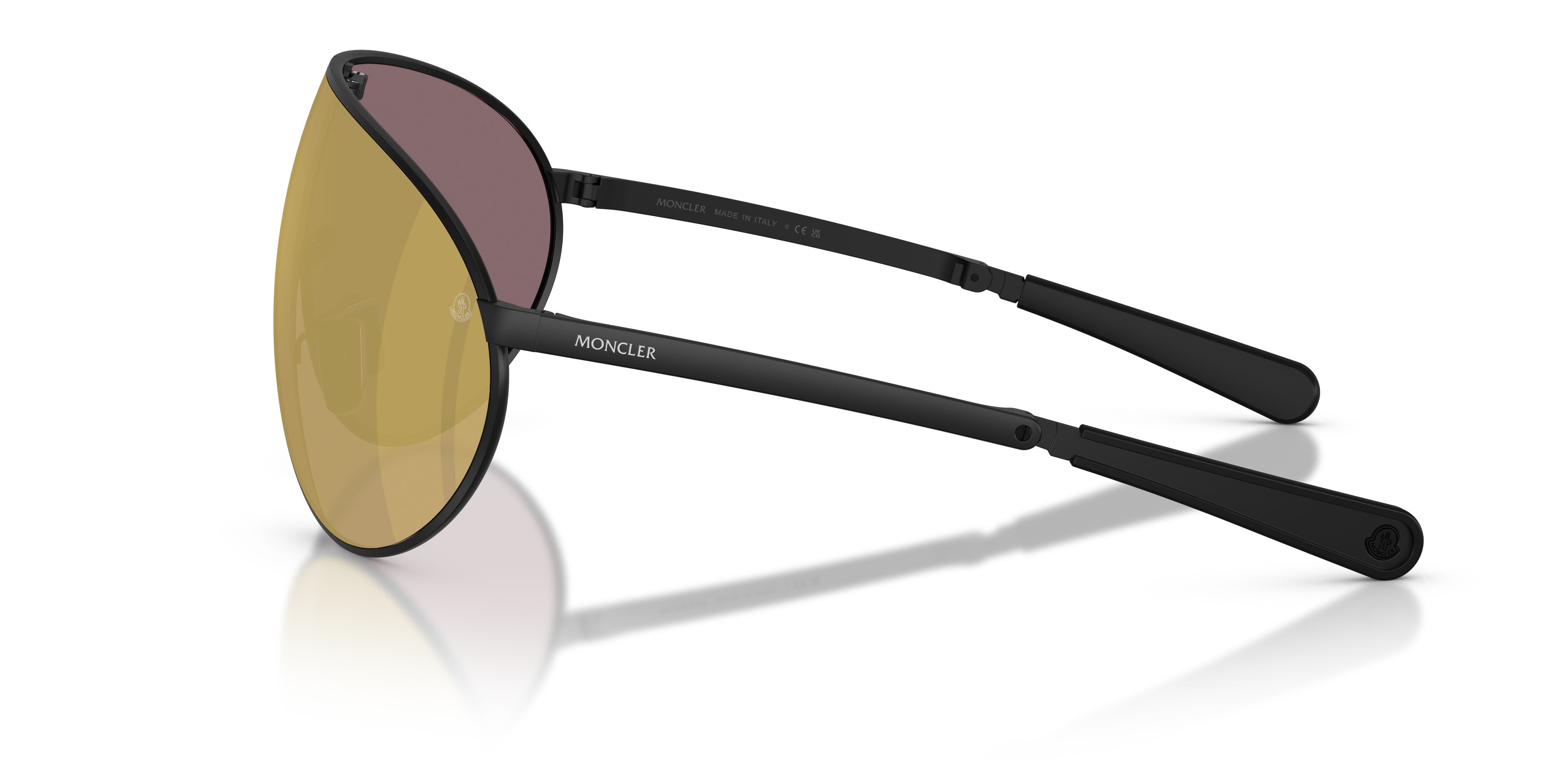 Occhiali da sole Moncler Vekto ME 4007 (10015A) colore nero opaco forma aviator lenti oro a specchio