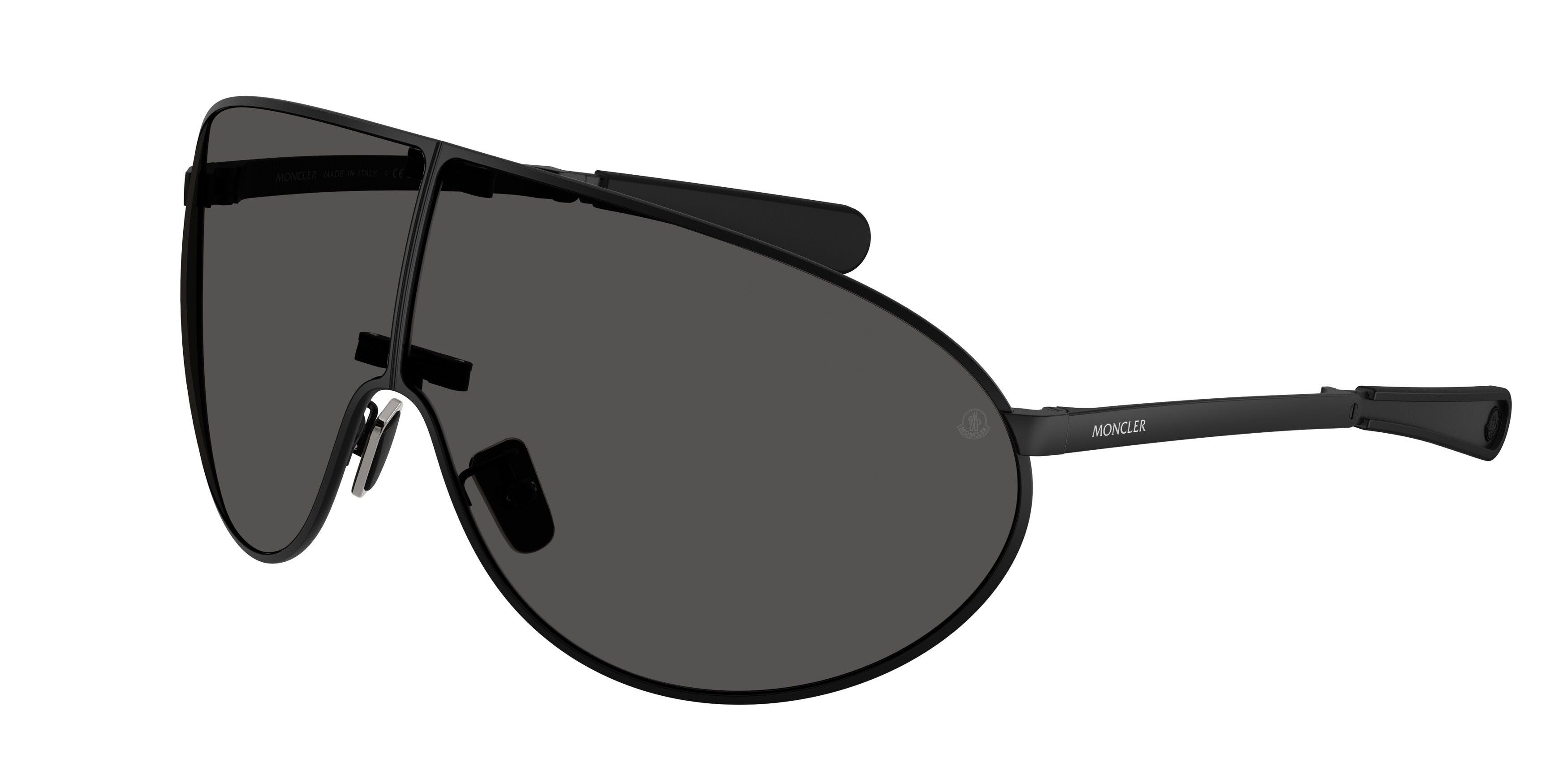 Occhiali da sole Moncler Vekto ME 4007 (100187) colore nero opaco forma aviator lenti grigio tinta unita