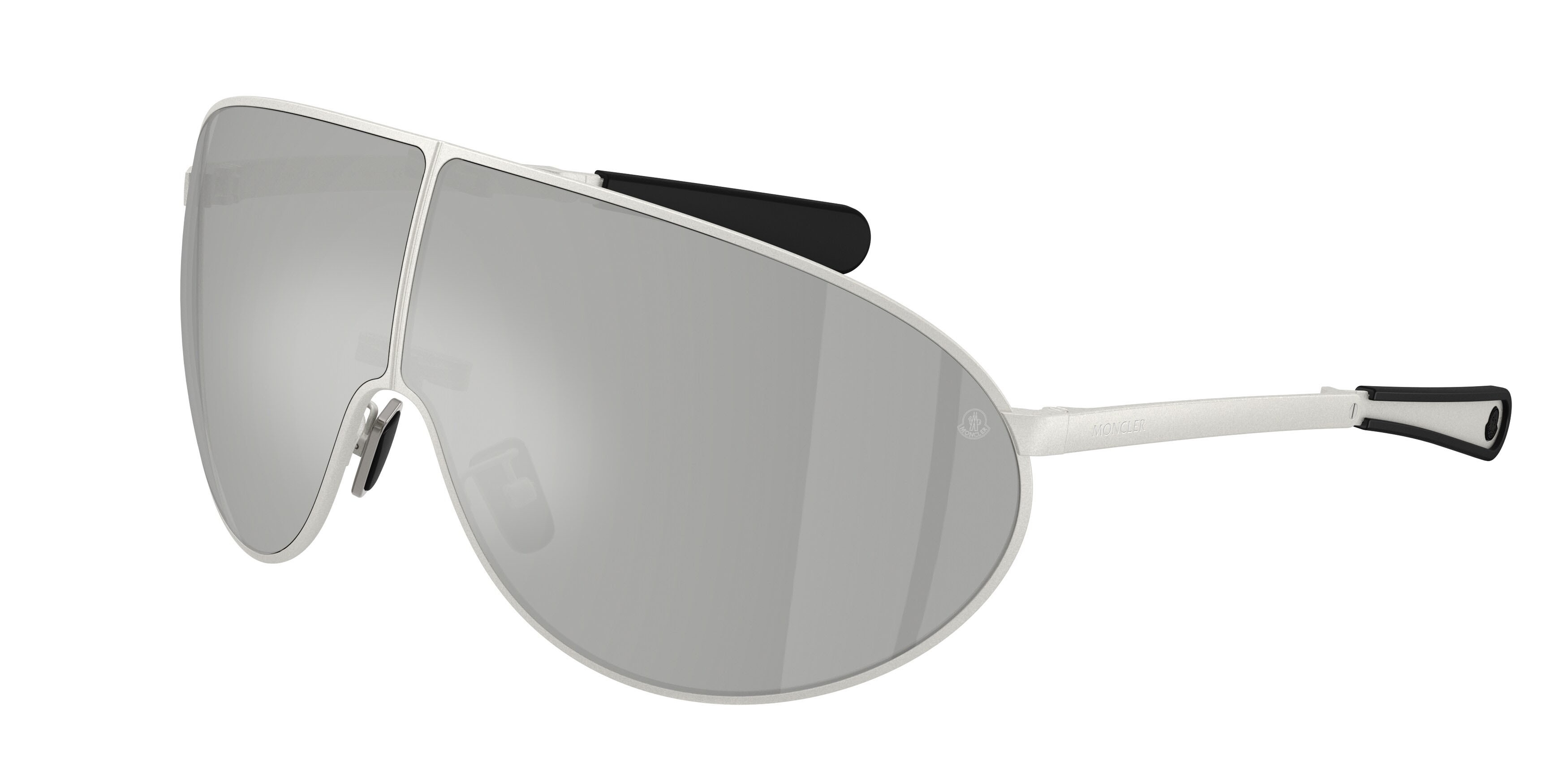 Occhiali da sole Moncler Vekto ME 4007 (10047I) colore argento opaco forma aviator lenti trasparente specchiato argento