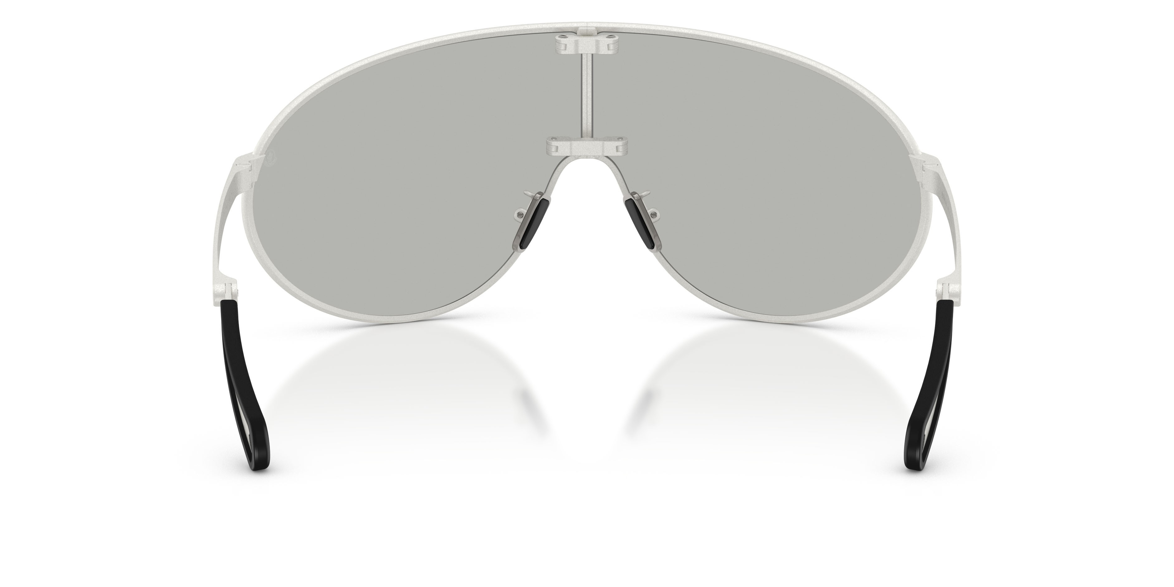 Occhiali da sole Moncler Vekto ME 4007 (10047I) colore argento opaco forma aviator lenti trasparente specchiato argento