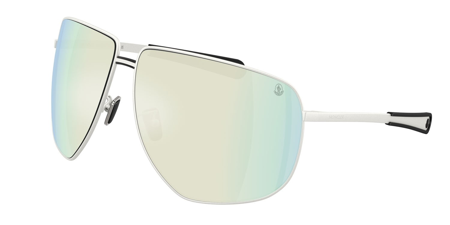 Occhiali da sole Moncler Atlas ME 4008 (10046G) colore argento opaco forma aviator lenti grigio argento specchiato