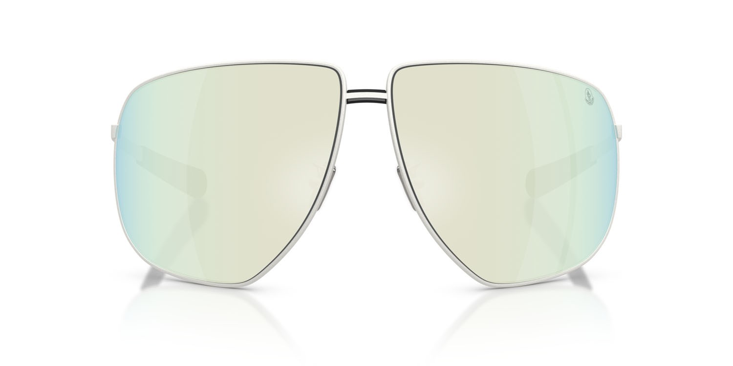 Occhiali da sole Moncler Atlas ME 4008 (10046G) colore argento opaco forma aviator lenti grigio argento specchiato