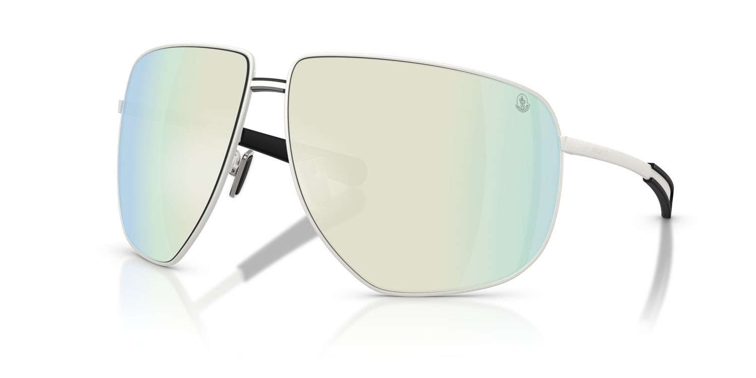 Occhiali da sole Moncler Atlas ME 4008 (10046G) colore argento opaco forma aviator lenti grigio argento specchiato