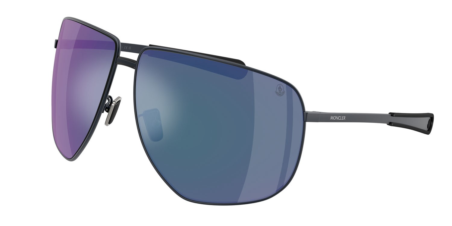 Occhiali da sole Moncler Atlas ME 4008 (101725) colore blu scuro opaco forma aviator lenti blu scuro