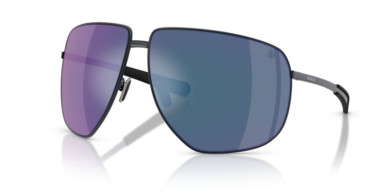 Occhiali da sole Moncler Atlas ME 4008 (101725) colore blu scuro opaco forma aviator lenti blu scuro