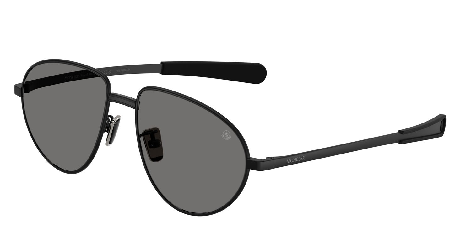 Occhiali da sole Moncler Vizla ME 4009 (100181) colore nero opaco forma aviator lenti polarizzata grigio scuro tinta unita