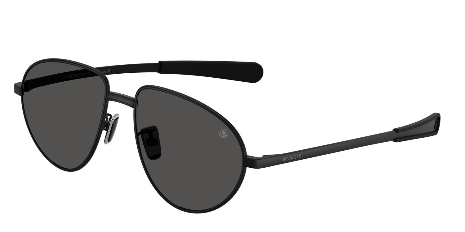 Occhiali da sole Moncler Vizla ME 4009 (100187) colore nero opaco forma aviator lenti grigio tinta unita