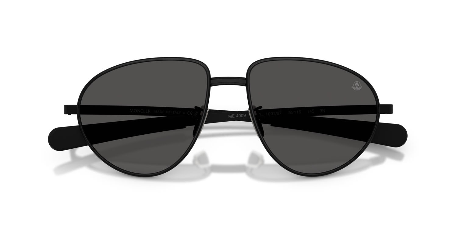 Occhiali da sole Moncler Vizla ME 4009 (100187) colore nero opaco forma aviator lenti grigio tinta unita