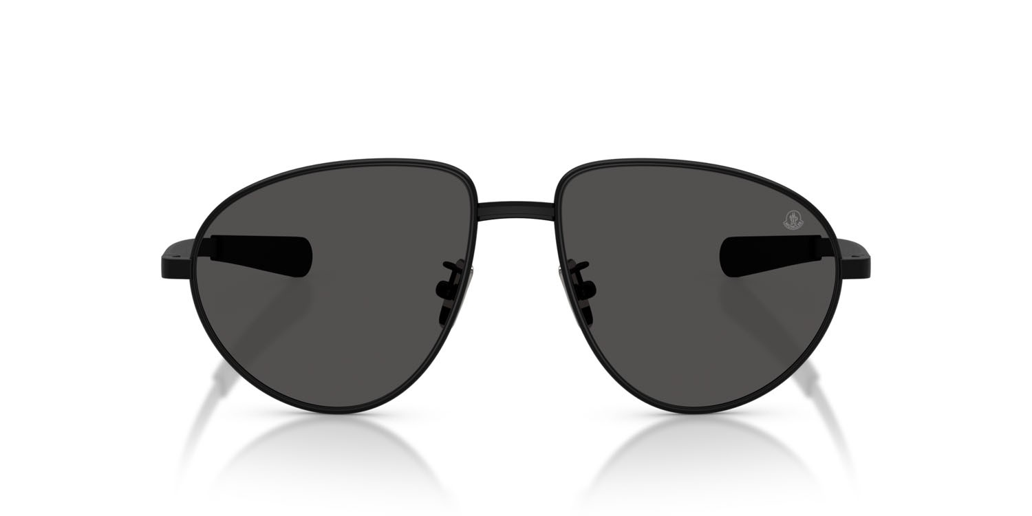 Occhiali da sole Moncler Vizla ME 4009 (100187) colore nero opaco forma aviator lenti grigio tinta unita