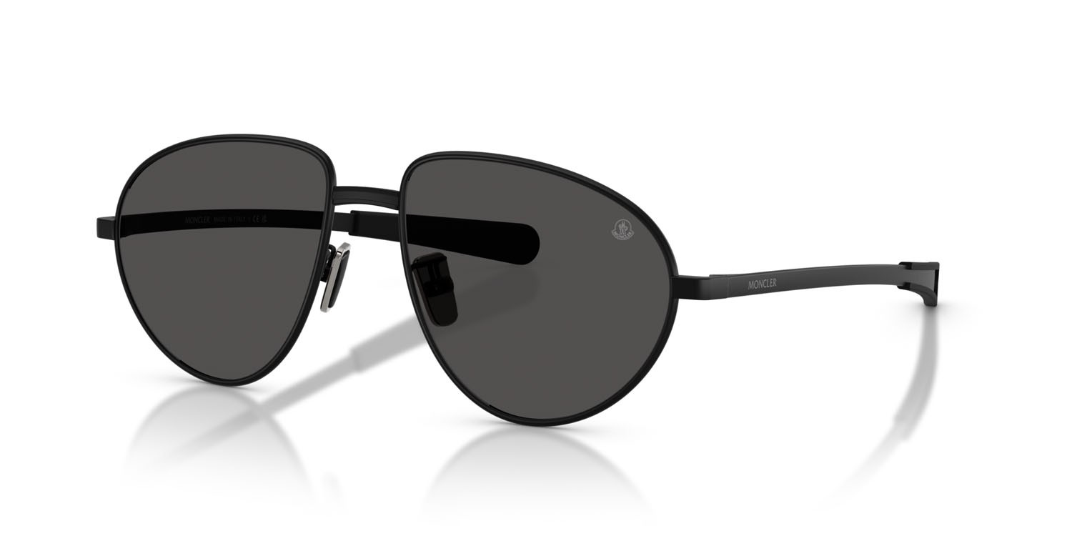 Occhiali da sole Moncler Vizla ME 4009 (100187) colore nero opaco forma aviator lenti grigio tinta unita
