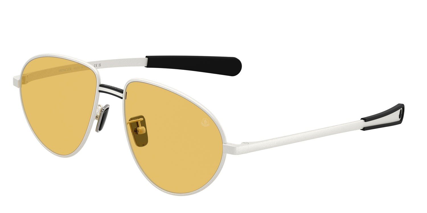 Occhiali da sole Moncler Vizla ME 4009 (100485) colore argento opaco forma aviator lenti giallo tinta unita