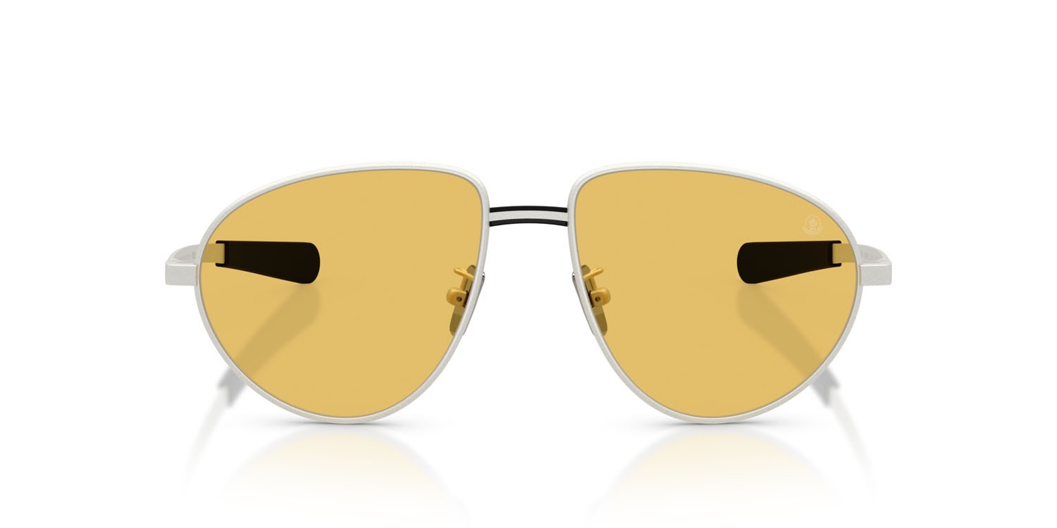 Occhiali da sole Moncler Vizla ME 4009 (100485) colore argento opaco forma aviator lenti giallo tinta unita
