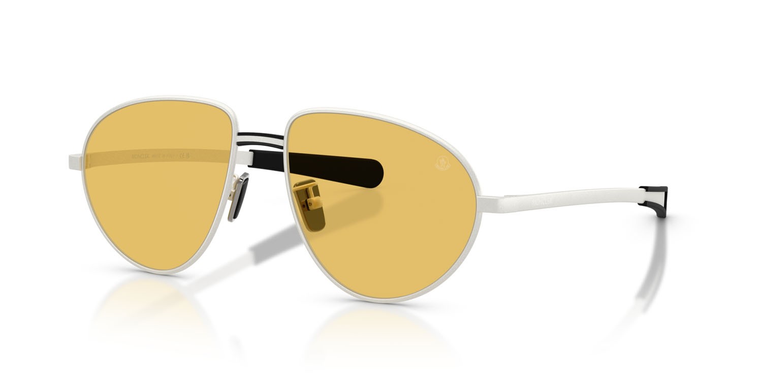 Occhiali da sole Moncler Vizla ME 4009 (100485) colore argento opaco forma aviator lenti giallo tinta unita