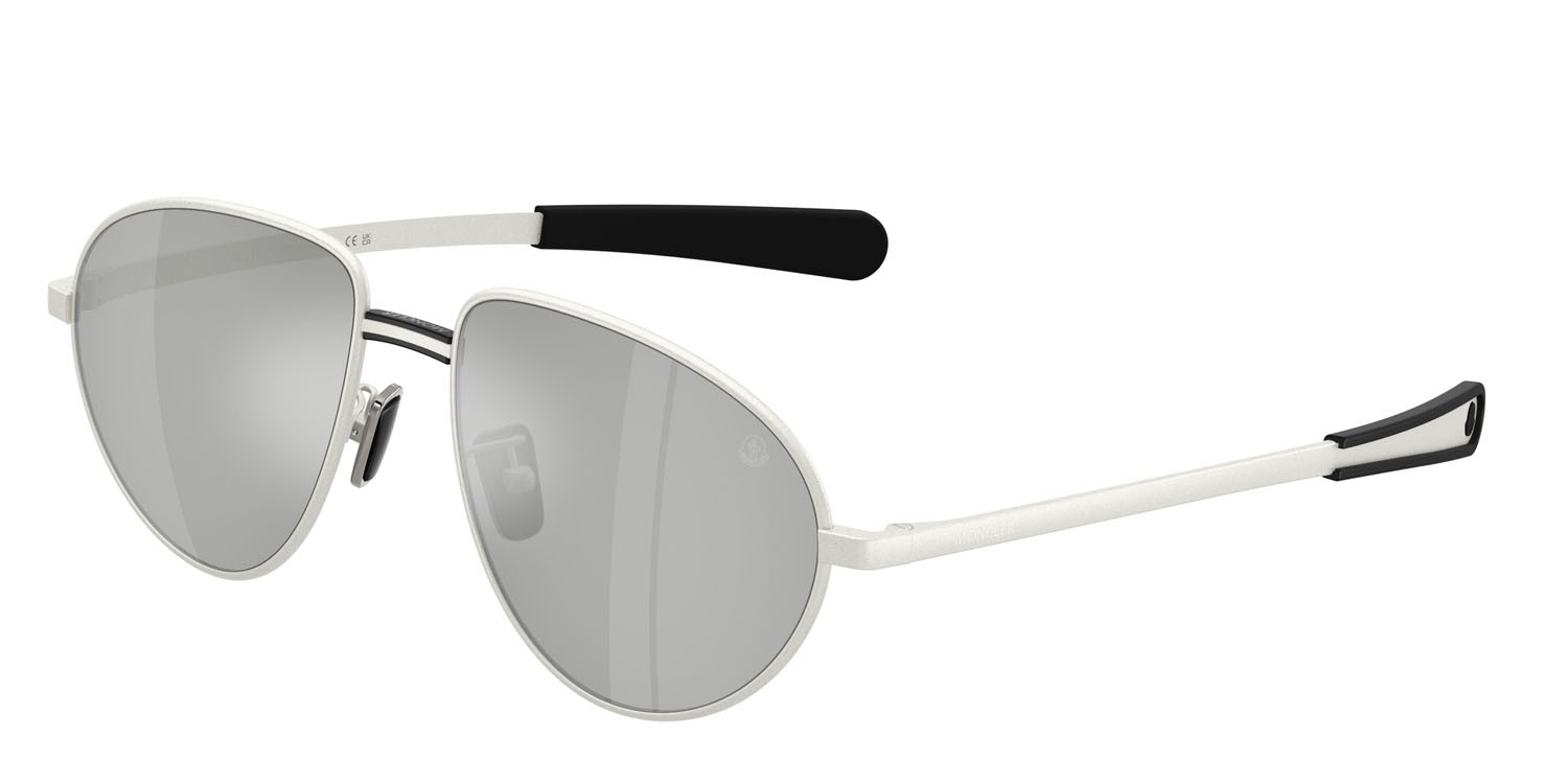 Occhiali da sole Moncler Vizla ME 4009 (10048V) colore argento opaco forma aviator lenti argento a specchio