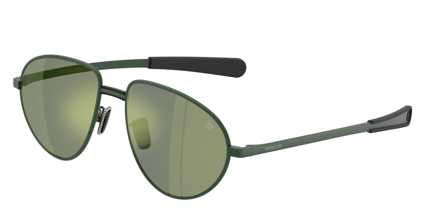 Occhiali da sole Moncler Vizla ME 4009 (10186R) colore verde opaco forma aviator lenti verde a specchio