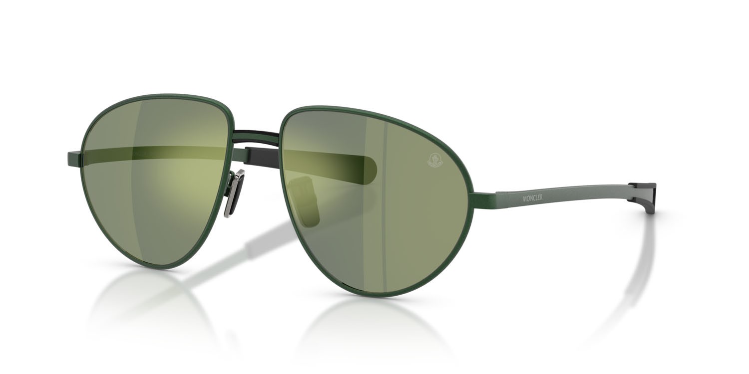 Occhiali da sole Moncler Vizla ME 4009 (10186R) colore verde opaco forma aviator lenti verde a specchio