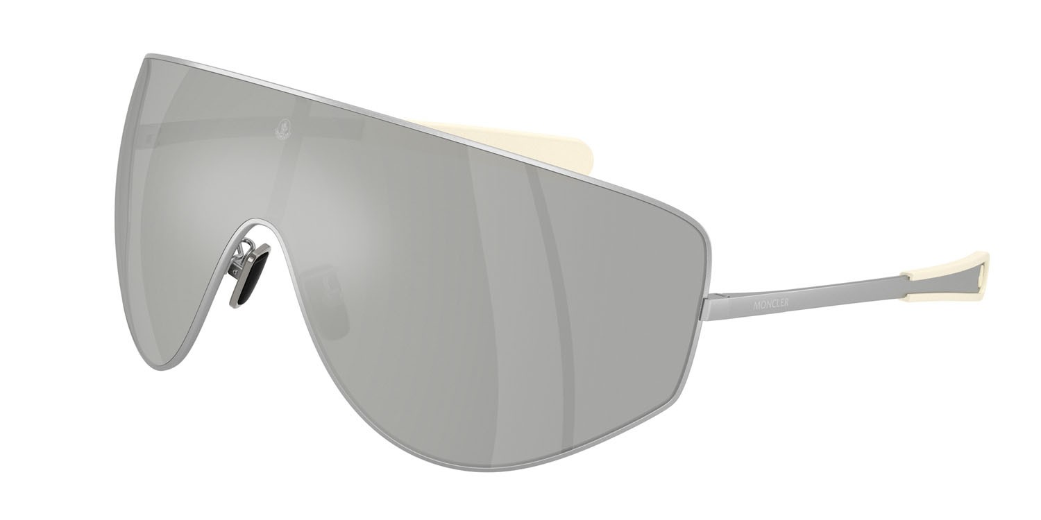 Sunglasses Moncler Tanium ME 4011T (10048V) color argento opaco shape aviator lenses argento a specchio