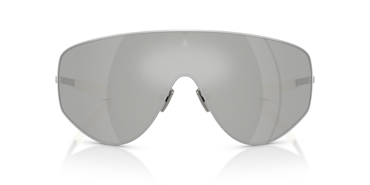 Sunglasses Moncler Tanium ME 4011T (10048V) color argento opaco shape aviator lenses argento a specchio