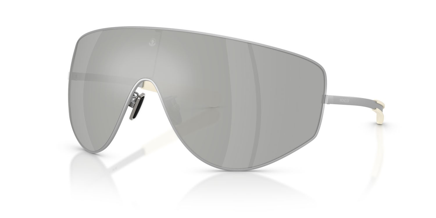 Sunglasses Moncler Tanium ME 4011T (10048V) color argento opaco shape aviator lenses argento a specchio