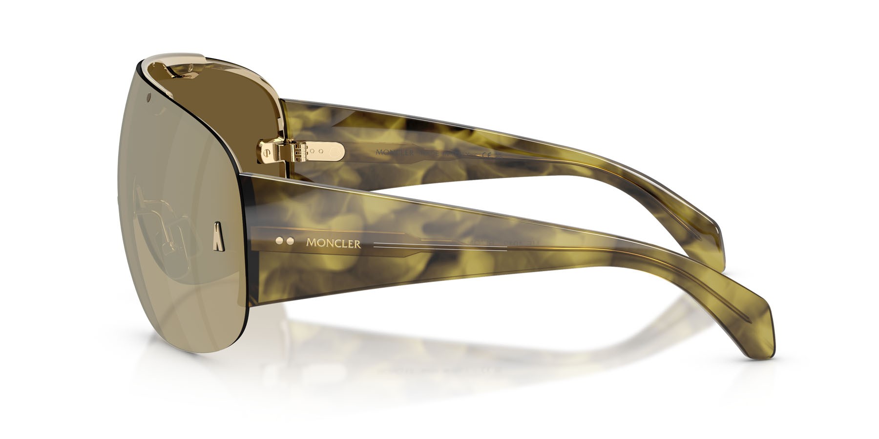 Occhiali da sole Moncler Rizon ME 4012 (10077I) colore oro pallido lucido forma aviator lenti marrone tinta unita