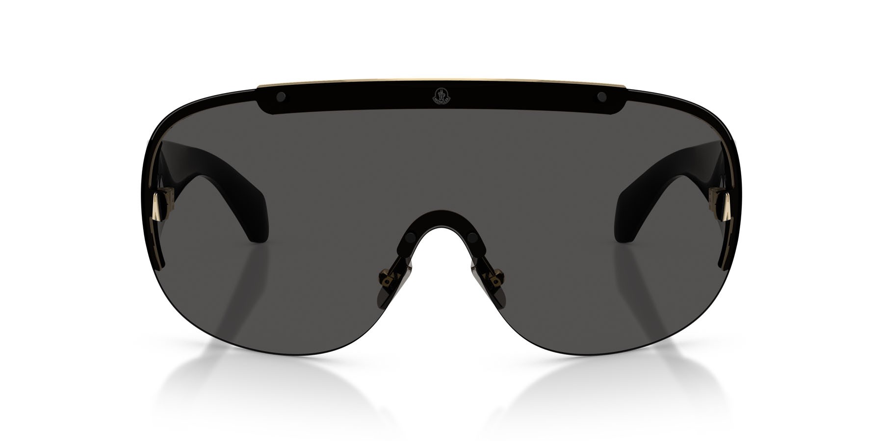 Sunglasses Moncler Rizon ME 4012 (100787) color oro pallido lucido shape aviator lenses verde a specchio