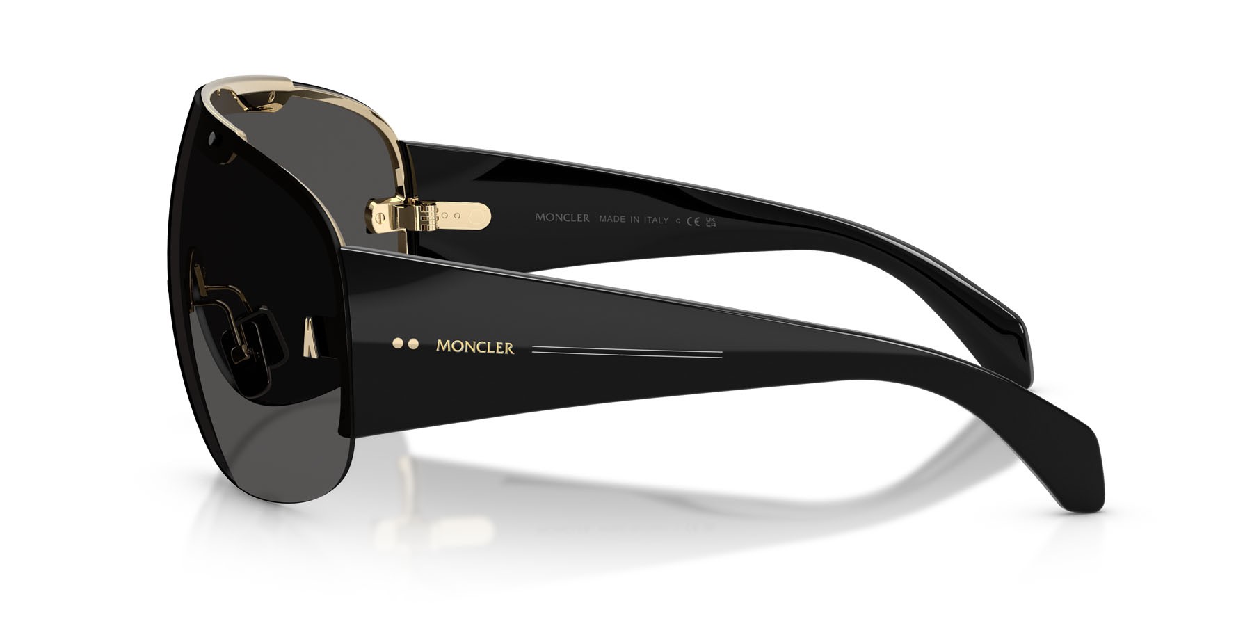 Sunglasses Moncler Rizon ME 4012 (100787) color oro pallido lucido shape aviator lenses verde a specchio