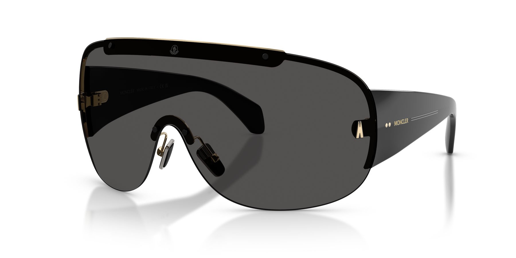 Sunglasses Moncler Rizon ME 4012 (100787) color oro pallido lucido shape aviator lenses verde a specchio