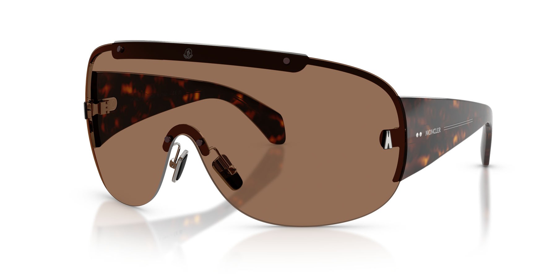 Sunglasses Moncler Rizon ME 4012 (102373) color argento lucido shape aviator lenses solid cinnamon