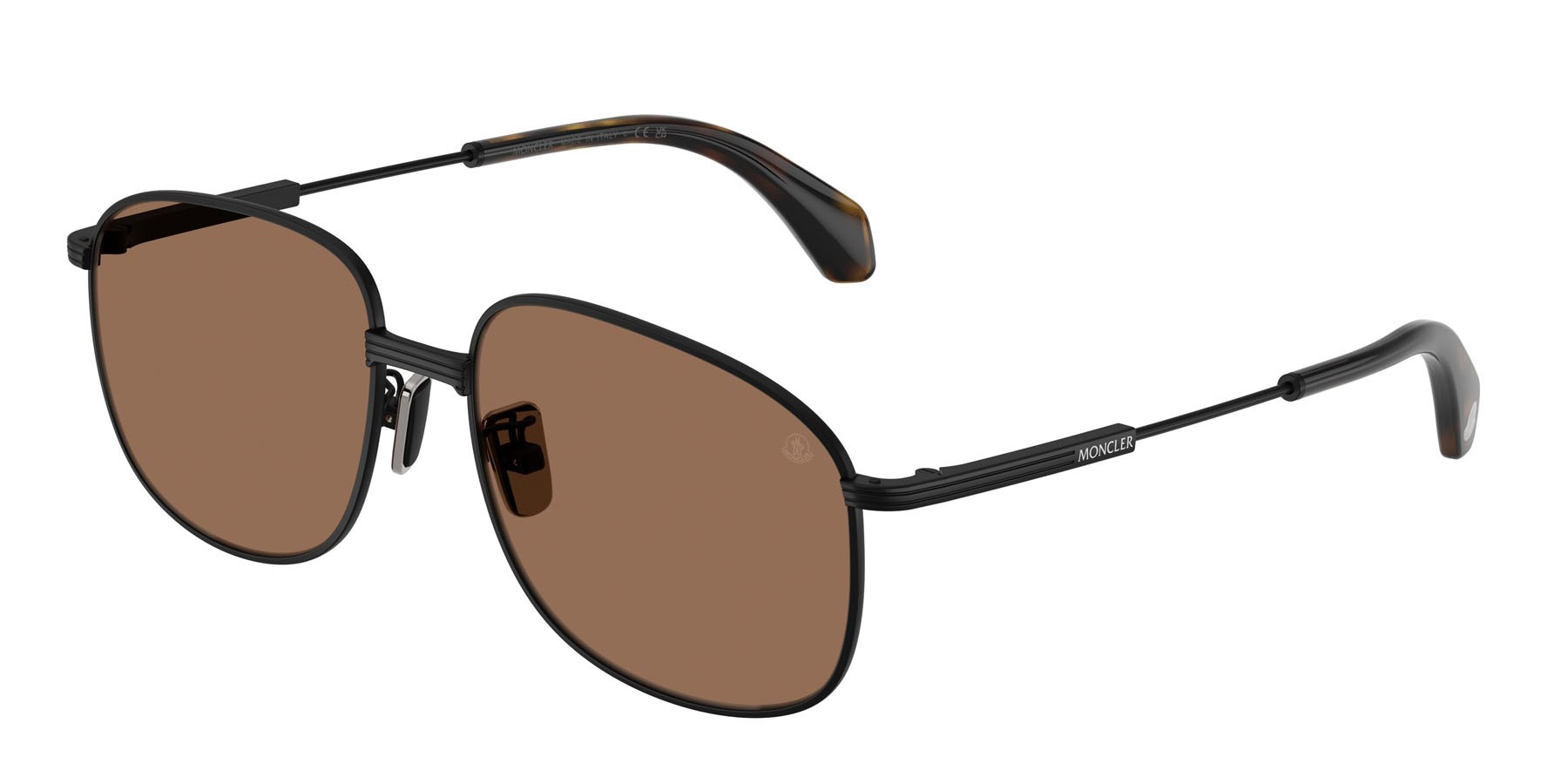 Sunglasses Moncler Fennix ME 4013 (100173) color nero opaco shape aviator lenses marrone tinta unita