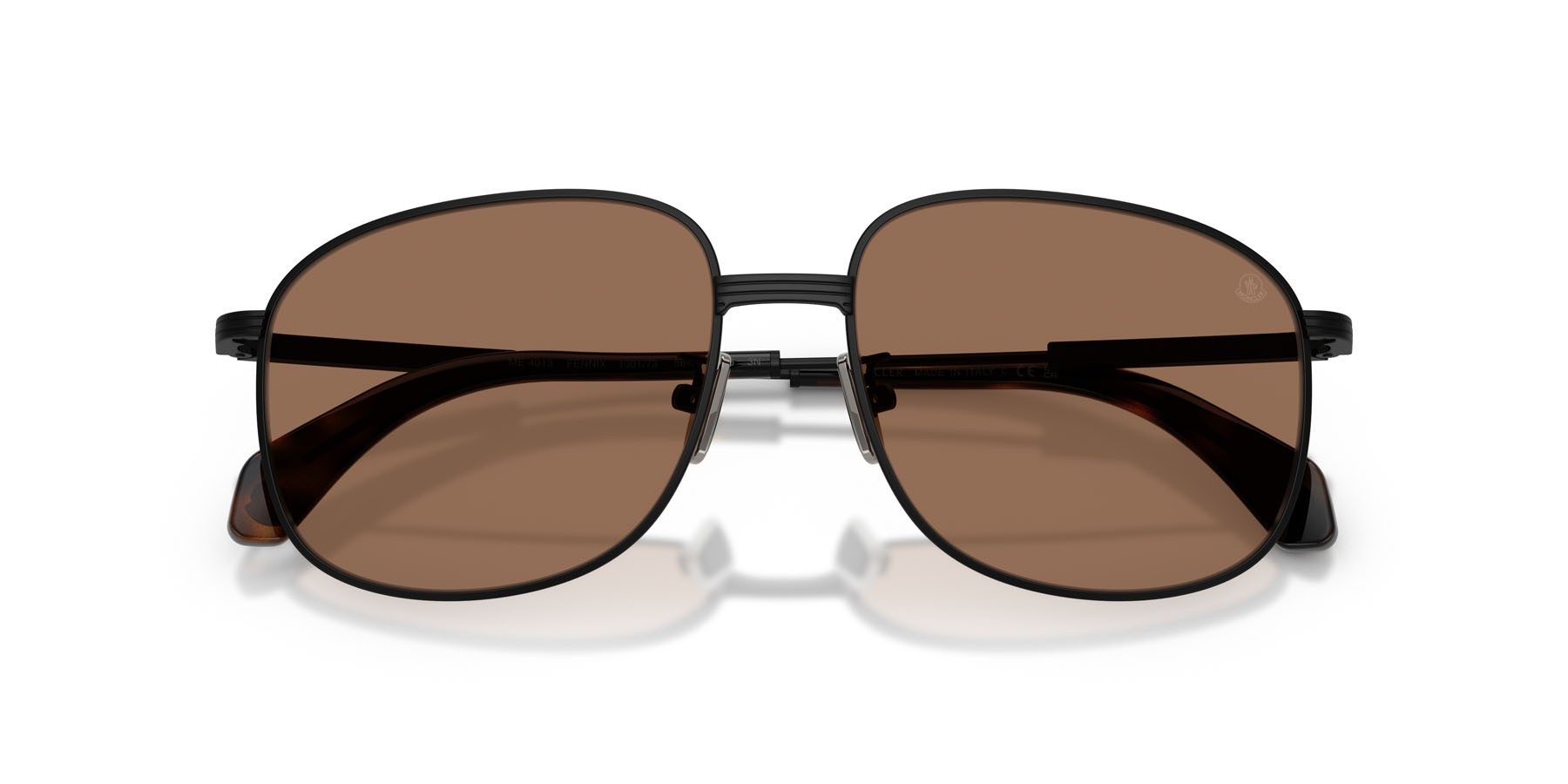 Sunglasses Moncler Fennix ME 4013 (100173) color nero opaco shape aviator lenses marrone tinta unita