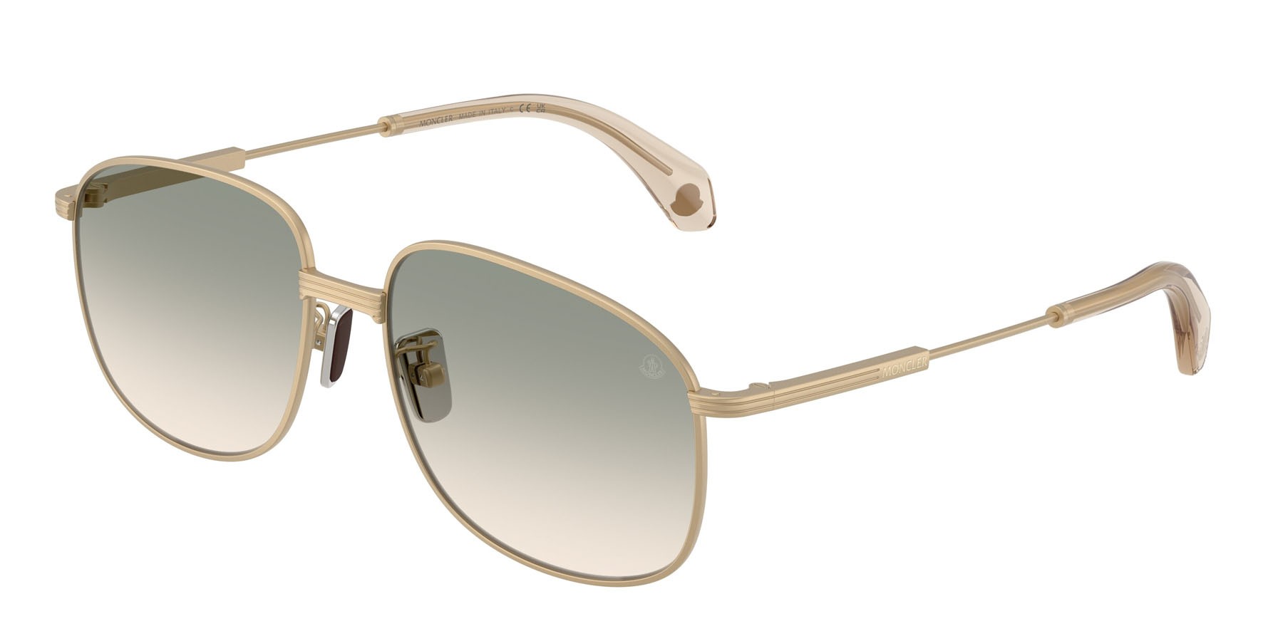 Occhiali da sole Moncler Fennix ME 4013 (10242C) colore oro pallido opaco forma aviator lenti marrone sfumato