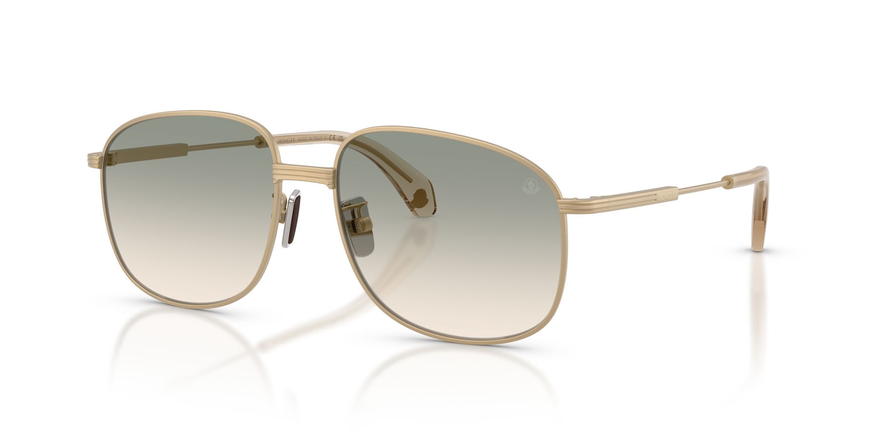 Occhiali da sole Moncler Fennix ME 4013 (10242C) colore oro pallido opaco forma aviator lenti marrone sfumato