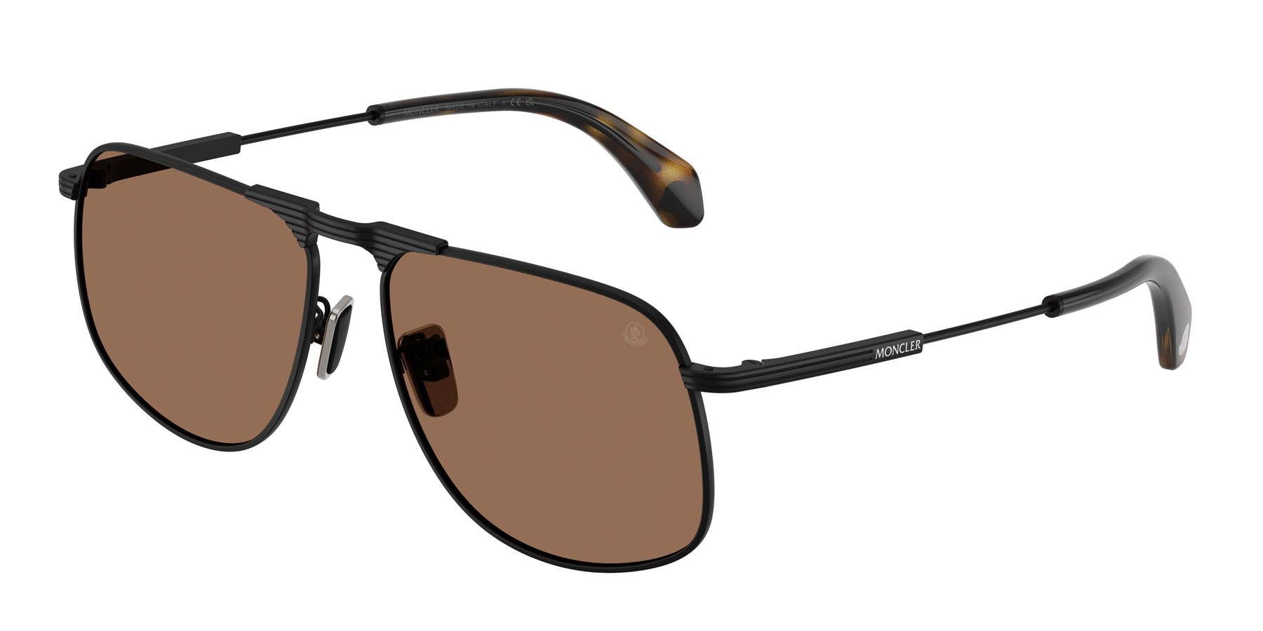Sunglasses Moncler Vitessa ME 4014 (100173) color nero opaco shape aviator lenses marrone tinta unita