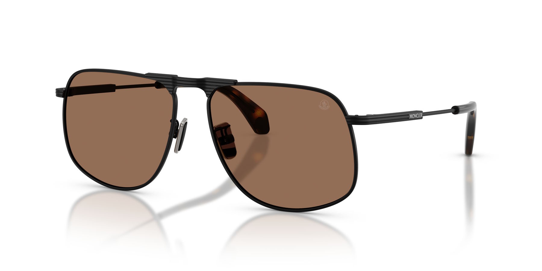 Sunglasses Moncler Vitessa ME 4014 (100173) color nero opaco shape aviator lenses marrone tinta unita