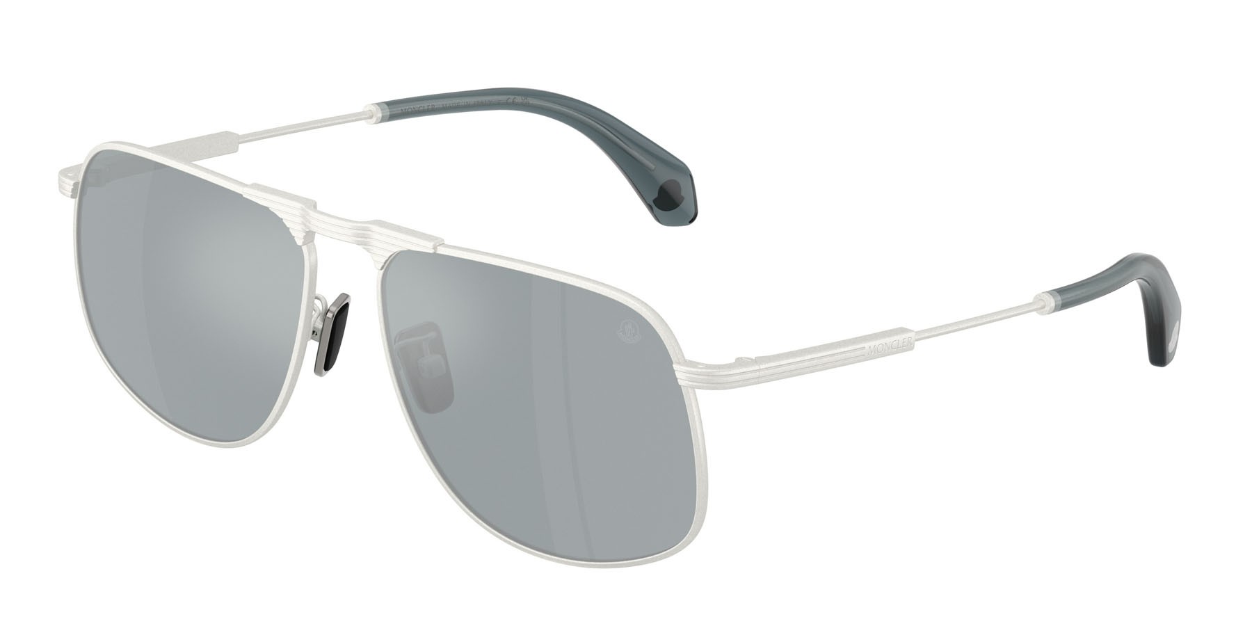 Occhiali da sole Moncler Vitessa ME 4014 (10046G) colore argento opaco forma aviator lenti blu a specchio