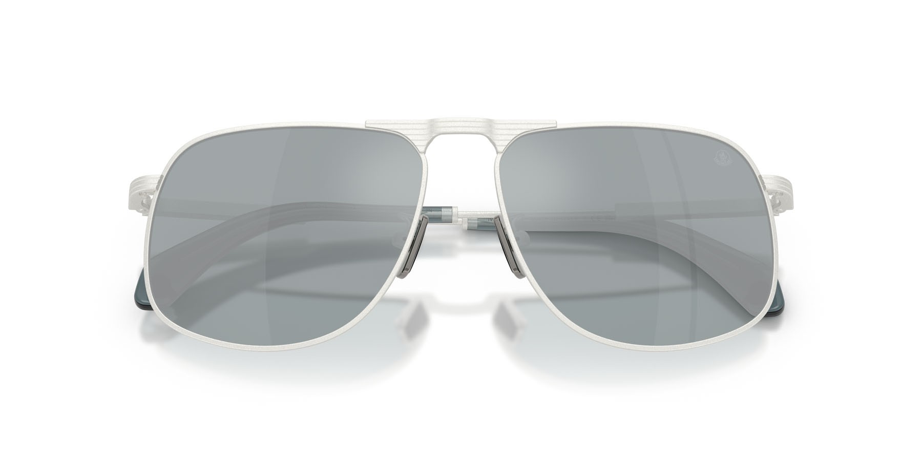 Occhiali da sole Moncler Vitessa ME 4014 (10046G) colore argento opaco forma aviator lenti blu a specchio