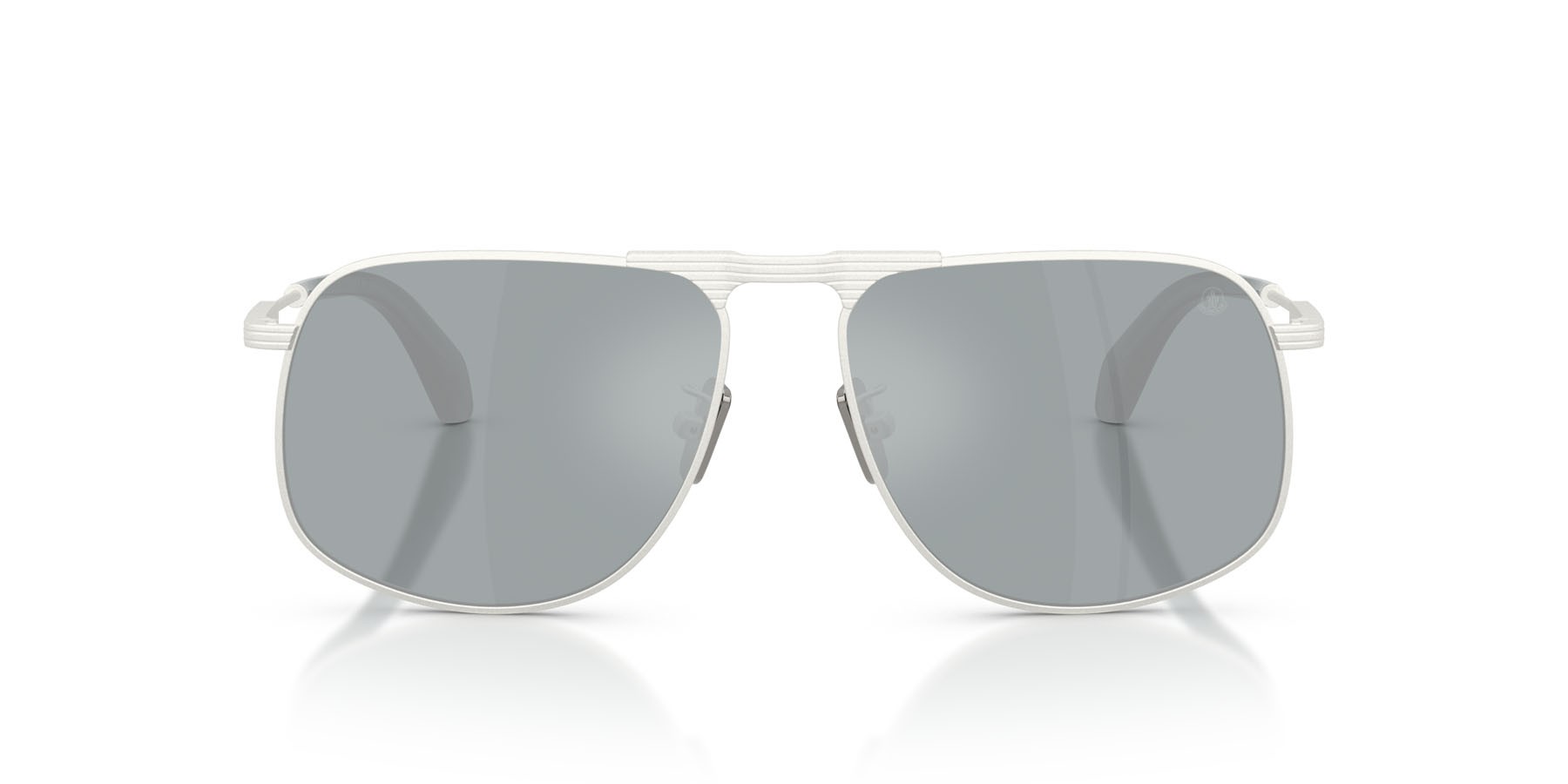 Occhiali da sole Moncler Vitessa ME 4014 (10046G) colore argento opaco forma aviator lenti blu a specchio