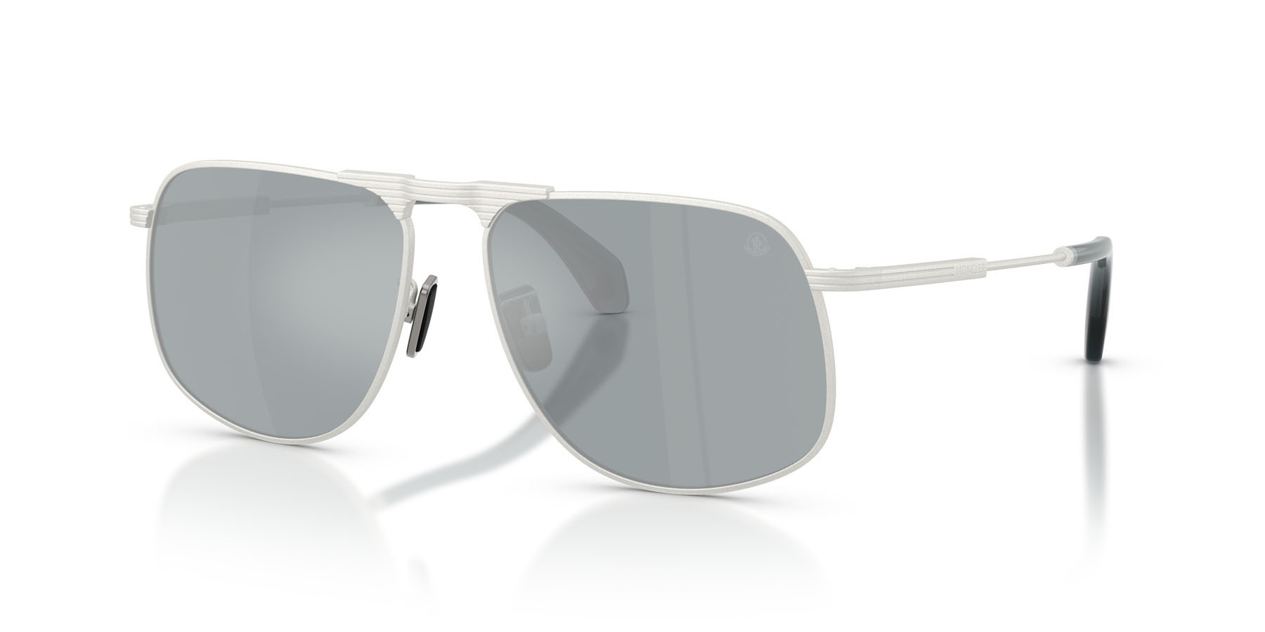 Occhiali da sole Moncler Vitessa ME 4014 (10046G) colore argento opaco forma aviator lenti blu a specchio