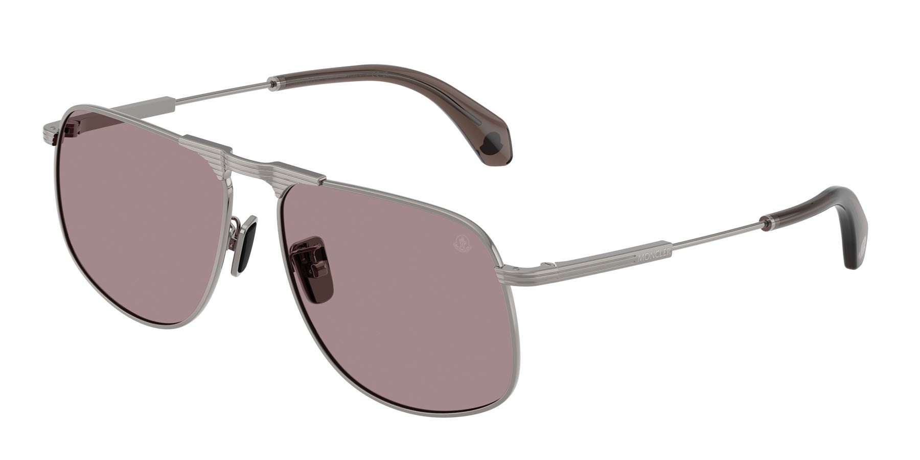 Occhiali da sole Moncler Vitessa ME 4014 (1005LA) colore gunmetal brillante forma aviator lenti viola tinta unita