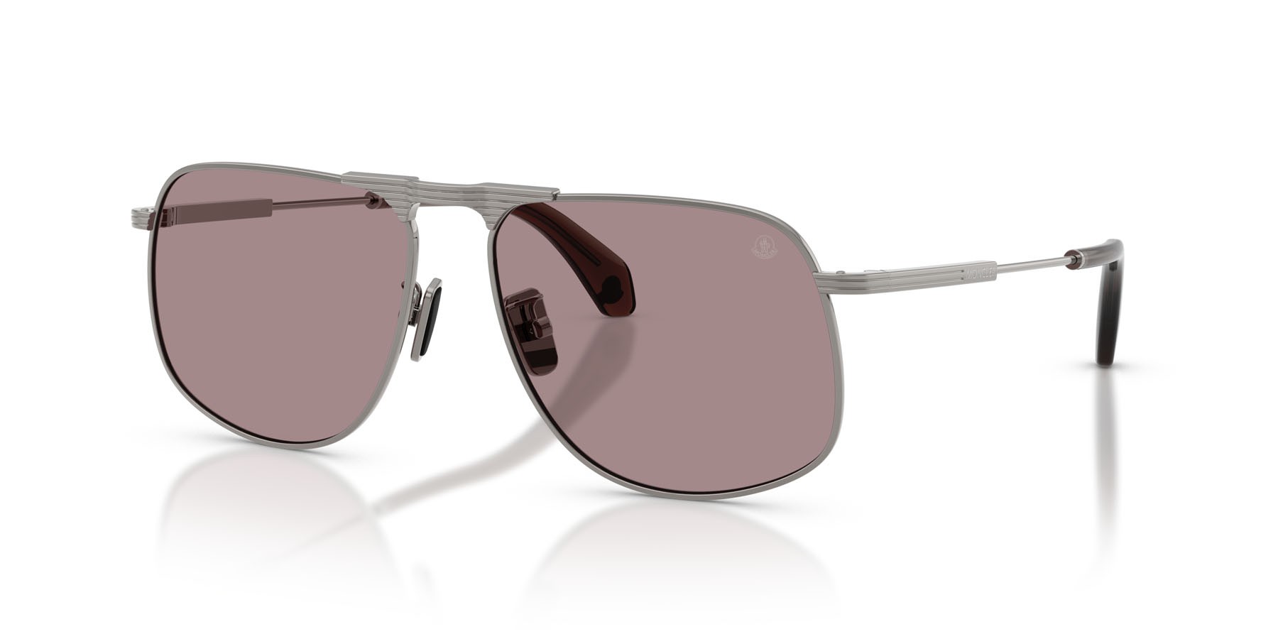 Occhiali da sole Moncler Vitessa ME 4014 (1005LA) colore gunmetal brillante forma aviator lenti viola tinta unita