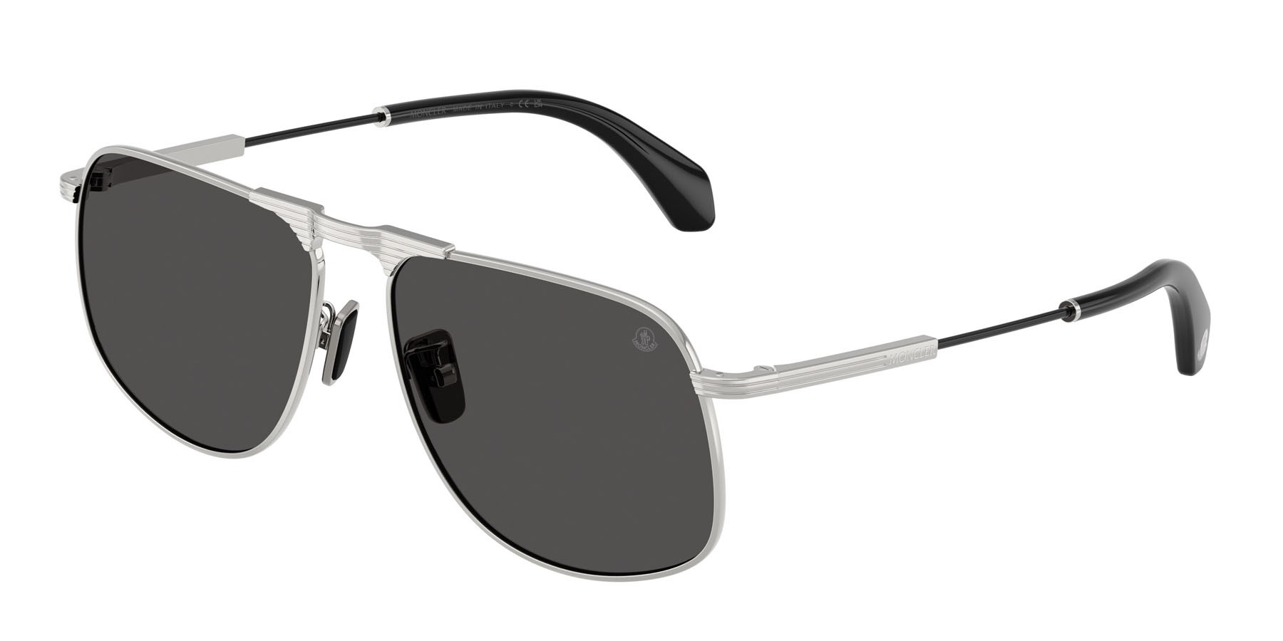 Occhiali da sole Moncler Vitessa ME 4014 (102387) colore argento lucido forma aviator lenti grigio tinta unita