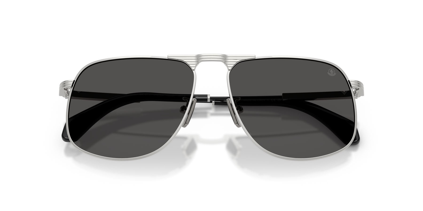 Occhiali da sole Moncler Vitessa ME 4014 (102387) colore argento lucido forma aviator lenti grigio tinta unita