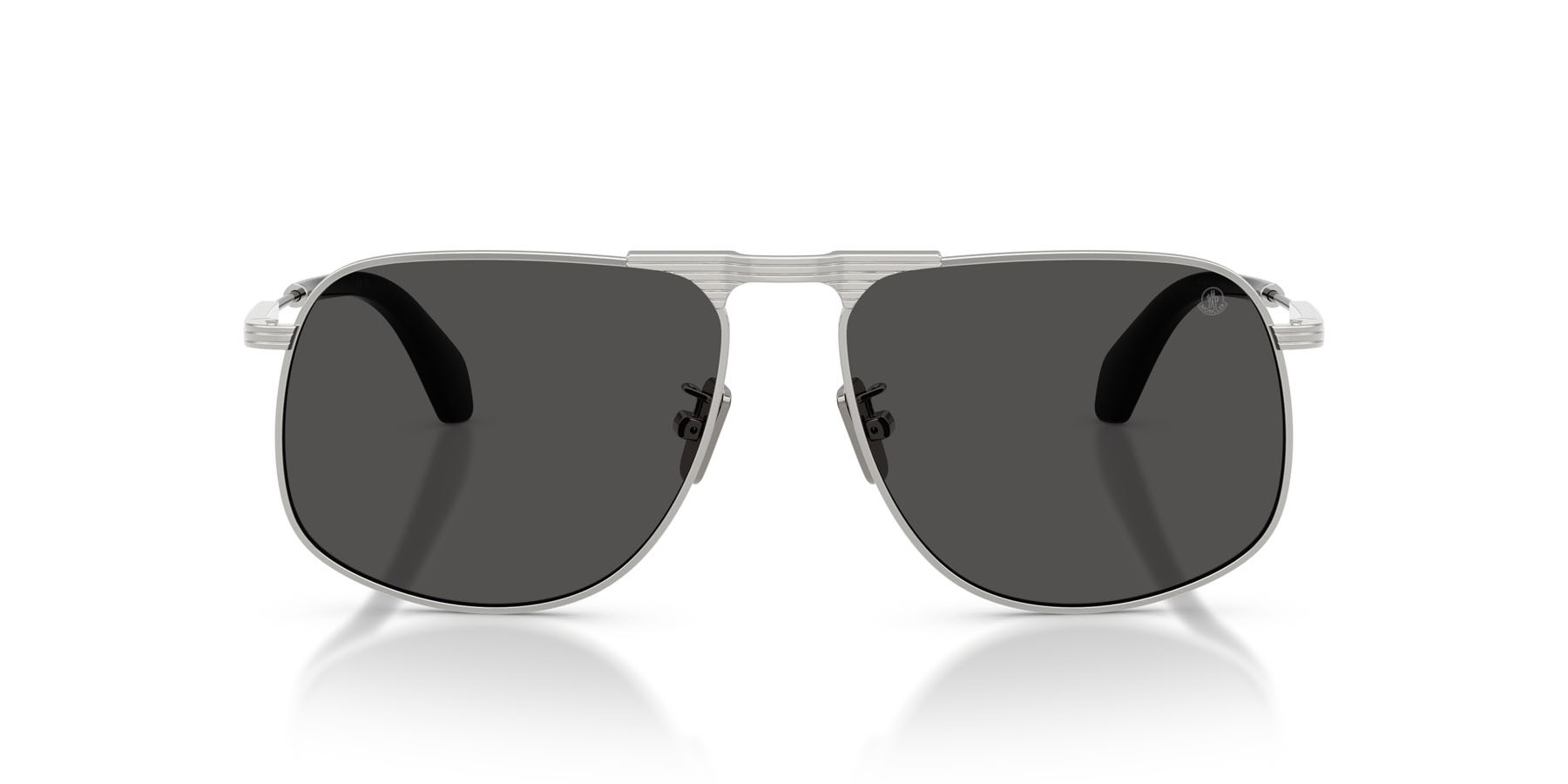 Occhiali da sole Moncler Vitessa ME 4014 (102387) colore argento lucido forma aviator lenti grigio tinta unita