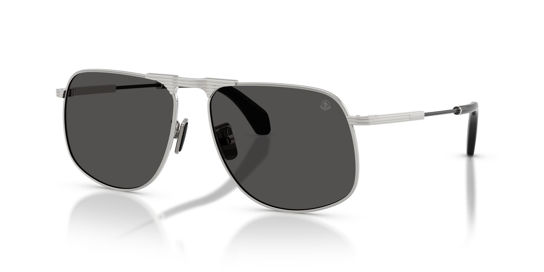 Occhiali da sole Moncler Vitessa ME 4014 (102387) colore argento lucido forma aviator lenti grigio tinta unita