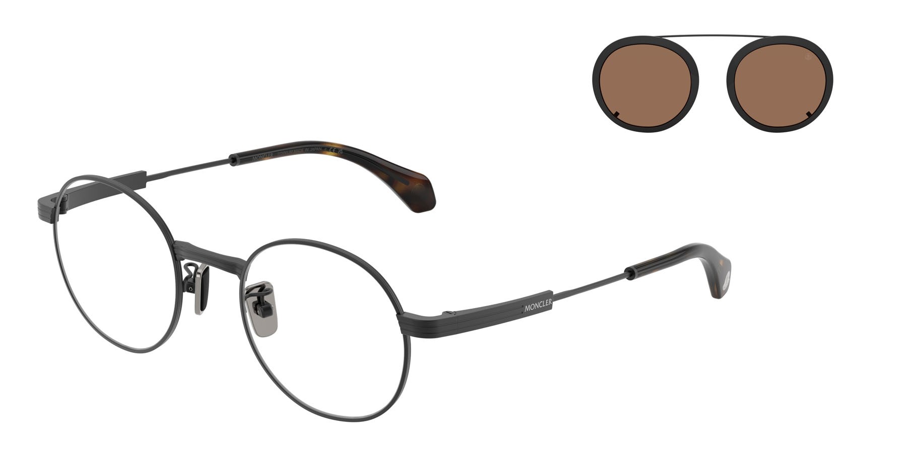 Sunglasses Moncler Suffuse ME 4015T (100173) color nero opaco shape round lenses marrone tinta unita