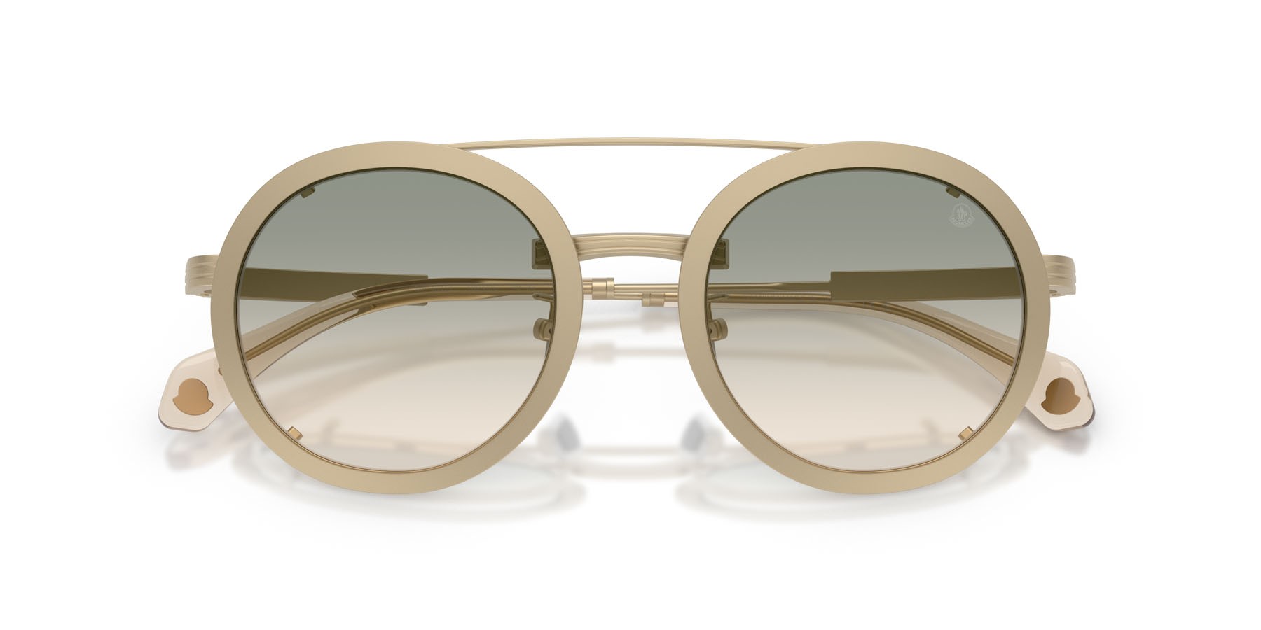 Occhiali da sole Moncler Suffuse ME 4015T (10242C) colore oro pallido opaco forma rotondo lenti marrone sfumato