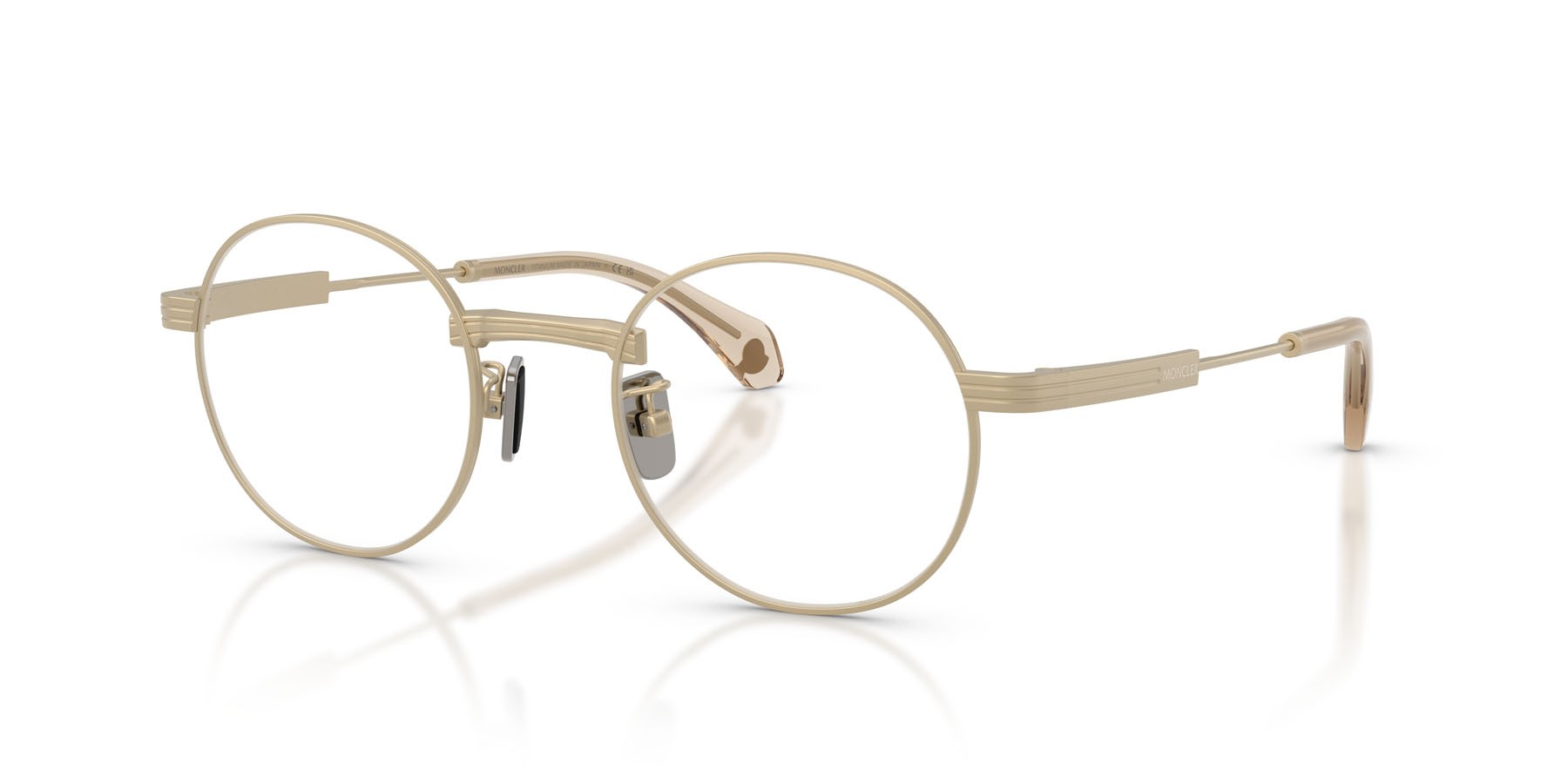 Occhiali da sole Moncler Suffuse ME 4015T (10242C) colore oro pallido opaco forma rotondo lenti marrone sfumato