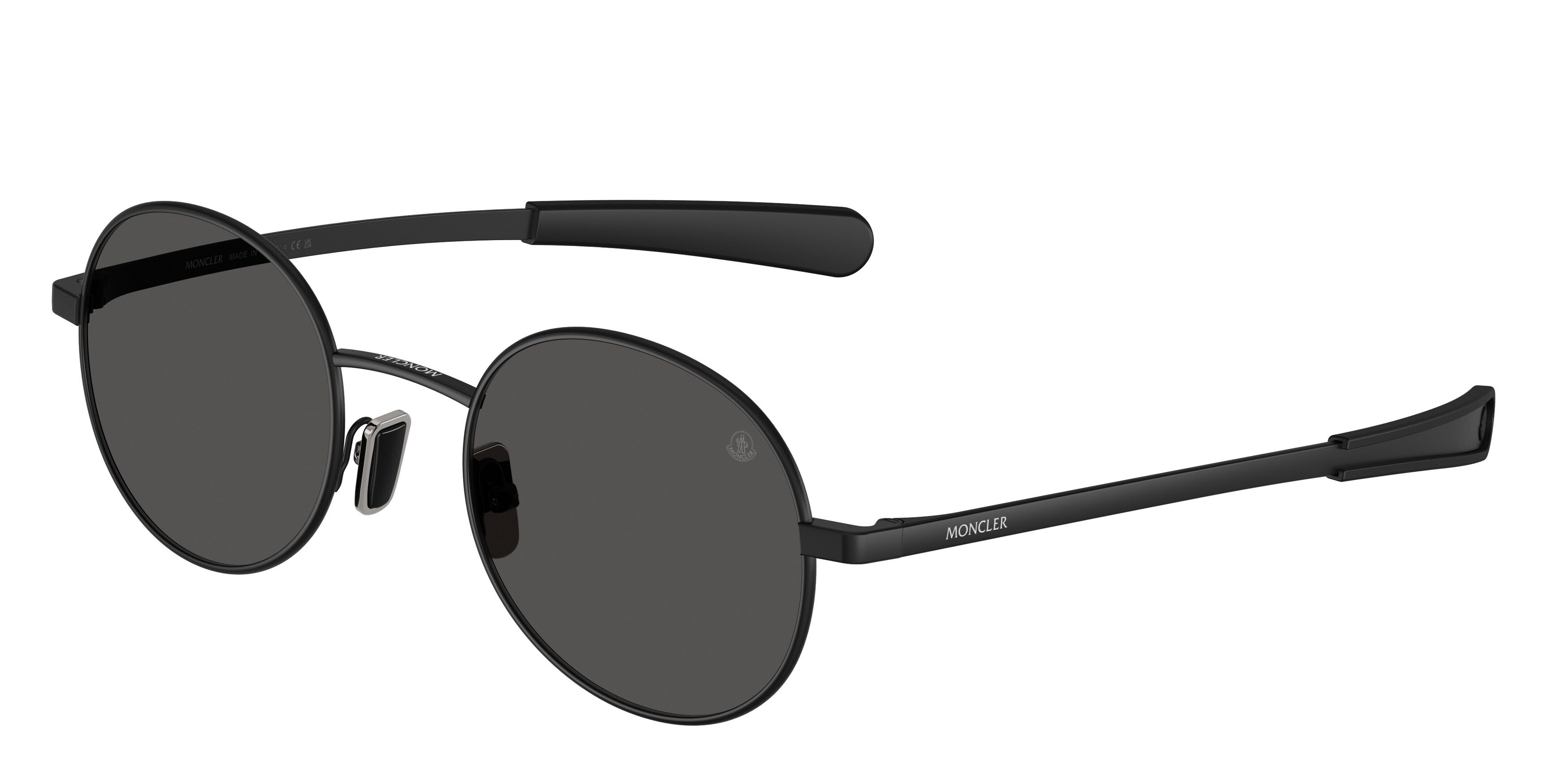 Occhiali da sole Moncler Centro ME 4016 (100187) colore nero opaco forma ovale lenti grigio tinta unita